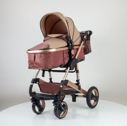 Marsi Kolica za bebe 0+ sa torbom za mamu - Bež tenda/ram u boji zlata model 600 - Img 1
