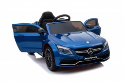 Mercedes C63 AMG Licencirani auto za decu na akumulator sa kožnim sedištem i mekim gumama - Plavi - Img 6