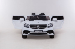 Mercedes GLS 63 AMG Beli Licencirani Dvosed za decu na akumulator sa kožnim sedištima i mekim gumama - Img 2