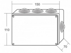 Mitea ME-K150x110x70mm razvodna kutija sa gumenom zaptivkom (10 uvodnica) IP65 - Img 2
