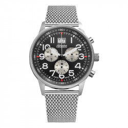 Muški adriatica aviation hronograf crni srebrni sportsko elegantni ručni sat sa srebrnim pancir kaišem ( a1076.5124ch ) - Img 1