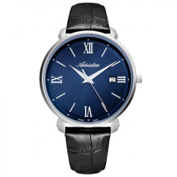 Muški adriatica vintage plavi srebrni elegantni ručni sat sa crnim kožnim kaišem ( a1284.5265q ) - Img 4
