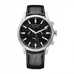 Muški claude bernard aquarider chronograph crni srebrni elegantno sportski ručni sat sa crnim kožnim kaišem ( 10222 3c nv ) - Img 1