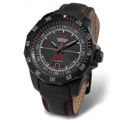 Muški vostok europe n1 rocket automatik crveni elegantni ručni sat sa crnim kožnim kaišem ( nh25a/2254150k ) - Img 4