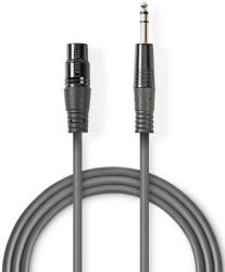 Nedis COTH15120GY50, Nebalansirani audio kabl, XLR 3-pinski ženski, 6,35 mm muški, Niklovani, 5,00 m, PVC