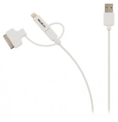 Nedis VLMP39410W1.00 3 u 1 sync and charge cable USB-A male - micro B male 1.00 m white + 30-Pin doc - Img 2