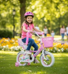 Nina Rose Bicikl 12" za devojčice model 722-12 sa pomoćnim točkovima - Roze