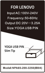 NPA65-200-3250 (IB04) ** Gembird punjac za laptop 65W-20V-3.25A, USB PIN Yellow (856 Alt=IB08) - Img 2