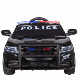 Police Mini Auto na akumulator sa kožnim sedištem i mekim gumama - Crni - Img 7
