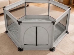 Proizvod sa nedostatkom - OUTLET - Dečija ogradica šestougaona 128x110x65cm ( KLK2606-Light Grey )