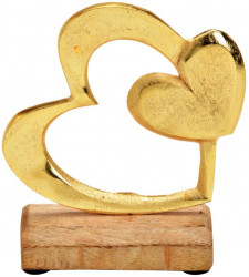 Srce na srcu metal/mango wood 13x11x5cm ( 10031833 )