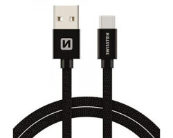 Swissten data kabl tekstil USB na tip C 2m crni - Img 1