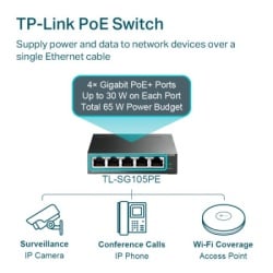 TP-Link  TL-SG105PE LAN Switch 5port 10/100/1000Mbps/4PoE/Metal-5