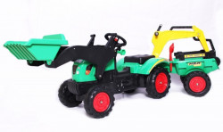 Traktor 09 na pedale sa prikolicom + prednja i zadnja kašika - Zeleni ( BJ 3009 ) - Img 1