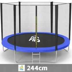 Trambolina Fun Flip 244cm sa sigurnosnom mrežom i merdevinama - 150 kg nosivosti ( FF-244-BL-OUT )