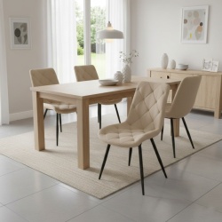 Trpezarijska stolica 1340 Bež/Metalne crne noge 520x590x880mm ( 775-518 ) - Img 6