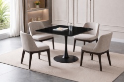 Trpezarijski sto Grandis CRNA keramicka ploca/Metalna crna noga 90x90cm