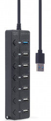 UHB-U3P1U2P6P-01 Gembird 7-port USB hub (1xUSB 3.1 + 6xUSB 2.0) with switches, black - Img 1