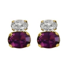 Victoria cruz gemma amethyst gold mindjuše sa swarovski kristalima ( a4513-11dt )