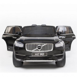 Volvo XC90 Licencirani auto na akumulator za decu sa kožnim sedištem i mekim gumama - Crni - Img 2