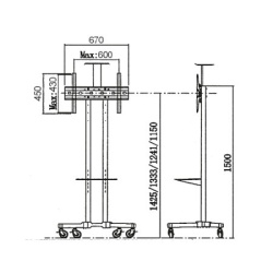 Xstand 32/75 podni pokretni nosač za TV/VESA 600x400/maxTILT +15~-15°/ do 45kg 168479-3