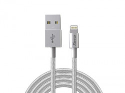 Xwave USB kabl/USB 2.0(tip A)- LIGHTNING(iPHONEkompatibilni)/dužina 2m/3A/Aluminium/srebrni upleten ( USB za iPhone 2m 3A Al /silver mesh ) - Img 1