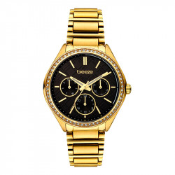 Ženski breeze intensfire multifunction crni zlatni modni ručni sat sa zlatnim metalnim kaišem ( 212041.6 )