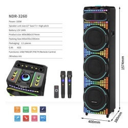 Zvucnik bluetooth ndr-3260 100w 3*12 inca sa dva mikrofona crni ( ZV1182 )-2