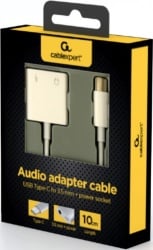 A-CM-3.5FP-01 Gembird USB type-C plug to stereo 3.5 mm audio adapter cable, with extra power socket