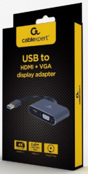 A-USB3-HDMIVGA-01 Gembird USB to HDMI + VGA display adapter, space grey - Img 2