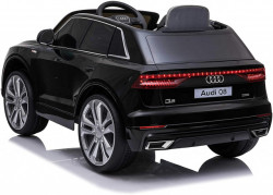 Audi Q8 Model 260 - Crni Licencirani auto na akumulator sa kožnim sedištem i mekim gumama - Img 2