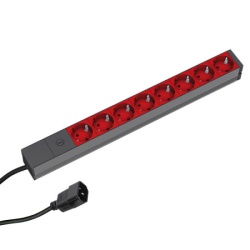 Bachmann PDU Basic ALU 19" 1U 8xšuko crveni, osigur.10A, ulaz C14, 2m ( 333.538 )