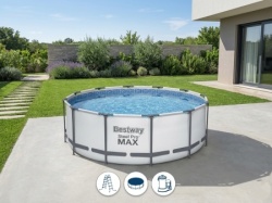 Bestway bazen za dvoriste Pro Max sa celicnim ramom (kompletna oprema:filter pumpa,prekrivac I merdevine)366x122 cm ( 56420 )