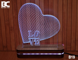 Black Cut 3D Lampa sa 9 različitih boja i daljinskim upravljačem - Love ( B19 ) - Img 3