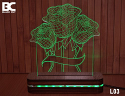 Black Cut 3D Lampa sa 9 različitih boja i daljinskim upravljačem - Ruže ( L03 ) - Img 6