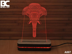 Black Cut 3D Lampa sa 9 različitih boja i daljinskim upravljačem - Slon ( A007 ) - Img 1