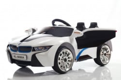 BMW Sport Auto za decu na akumulator sa kožnim sedištem i mekim gumama - Beli - Img 3