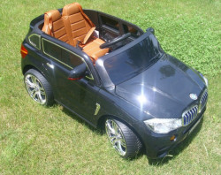 BMW X5 M auto za decu na akumulator sa kožnim sedištem i mekim gumama (1588) - crni - Img 4