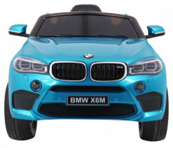 BMW X6 Licencirani model 229-1 Auto za decu sa kožnim sedištem i mekim gumama - Metalik plavi - Img 2