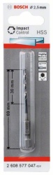 Bosch HSS spiralna burgija sa šestostranim prihvatom 2,5mm 2.5 x 30 x 69 mm ( 2608577047 )