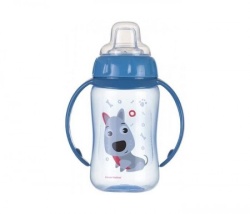 Canpol baby flašica/šolja sa kljunom i ručkama 56/512 Happy animals - training 320ml - dog ( 56/512_blu )-1