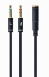 CCA-418M Gembird 3.5mm Headphone Mic Audio Y Splitter Cable Female to 2x3.5mm Male adapter, Metal - Img 1