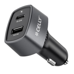 Celly auto punjač 65W sa USB-C i USB-A portovima ( CC1USBC1USBA65W )