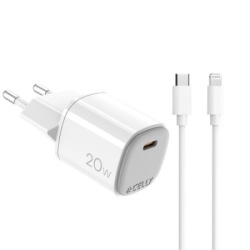 Celly Kućni punjač 20W GaN + USB-C na Lightning kabl ( UPTC1USBC20WCTL )