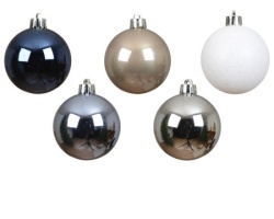 Dekordom dekoracija - hanging bauble set mix 30pcs 6cm 023968 - assorted blue - kmg ( 045618 )