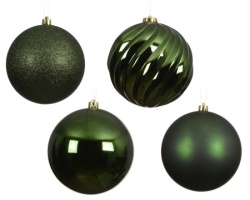Dekordom dekoracija - hanging bauble set mix 4pcs 14cm 022837 - pine green - kmg ( 045601 )