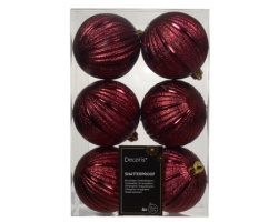 Dekordom novogodišnja dekoracija - hanging bauble set 6pcs 8cm 021044 - oxblood - kmg ( 043289 )-1