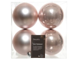 Dekordom novogodišnja dekoracija - hanging bauble set mix 4pcs 10cm 022215 - blush pink - kmg ( 043303 )-1