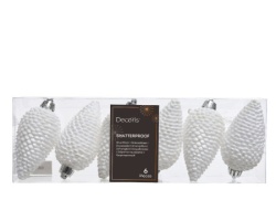 Dekordom novogodišnja dekoracija - hanging pinecone set 6pcs 8cm 028600 - winter white - kmg ( 043319 )-1