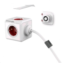 Designnest PowerCube Extended produžni kabl sa 5 utičnica, crveni ( 1300rd/deexpc )